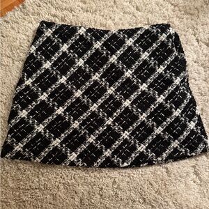 Zara Black and White Plaid Women's Skirt